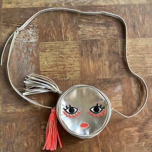 Seed Teen (Seed Heritage) Silver Metallic Polka Dot Bag with Face and Tassels